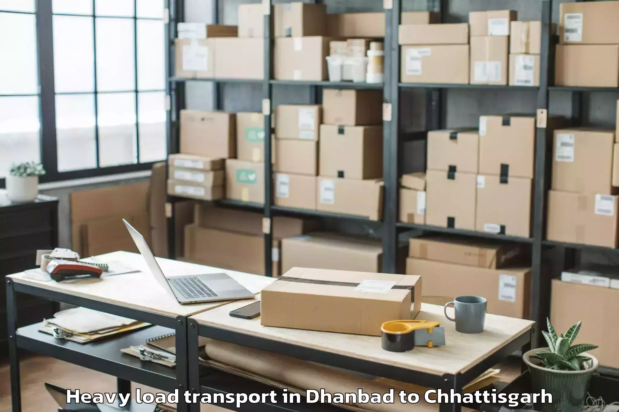 Reliable Dhanbad to Bilaspur Airport Pab Heavy Load Transport